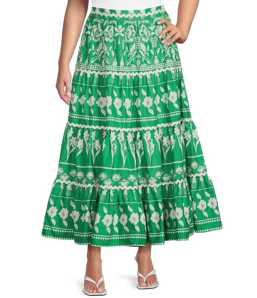 Sugarlips Plus Rick Rack Trimmed Tiered Coordinating High Waisted Skirt