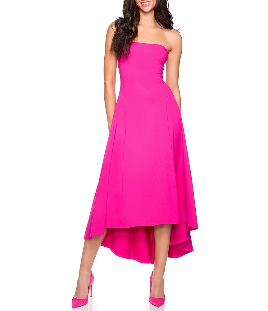 Susana Monaco Stretch Knit Strapless Neck High-Low Midi Dress