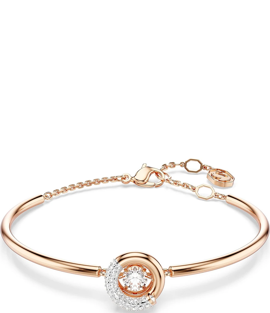 Swarovski Dextera Crystal Half Pave Rose Gold Adjustable Bangle Bracelet