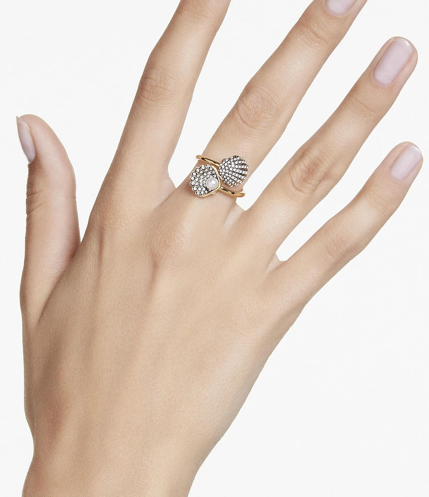 Swarovski Idyllia Shell Novelty Crystal Pearl Band Ring