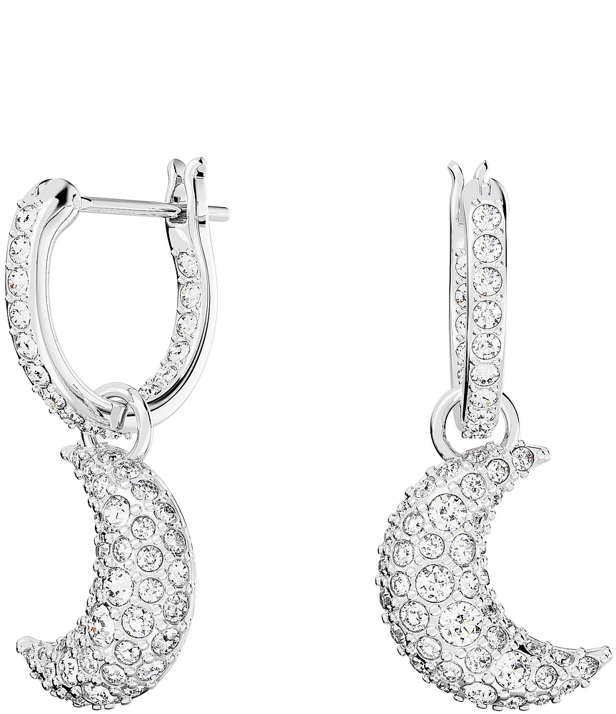 Swarovski Luna Moon Crystal Huggie Hoop Drop Earrings
