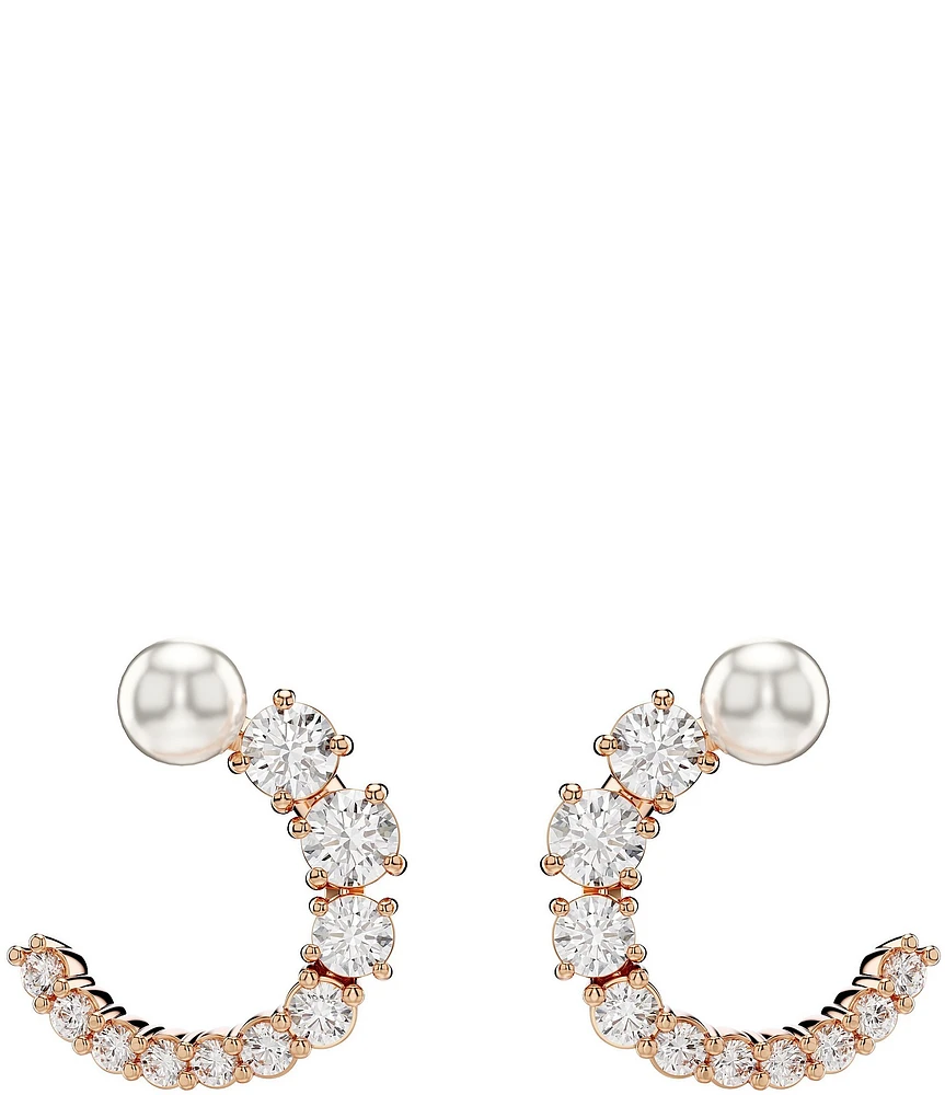 Swarovski Matrix Crystal Pearl C Drop Earrings