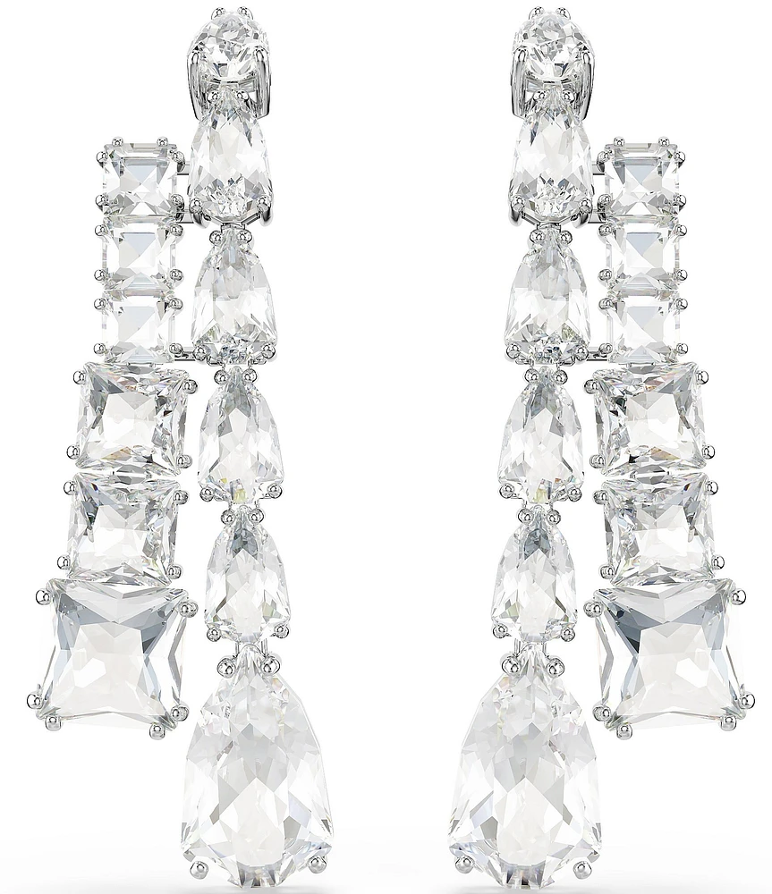 Swarovski Matrix Mixed Cut Silver Metal Linear Earrings