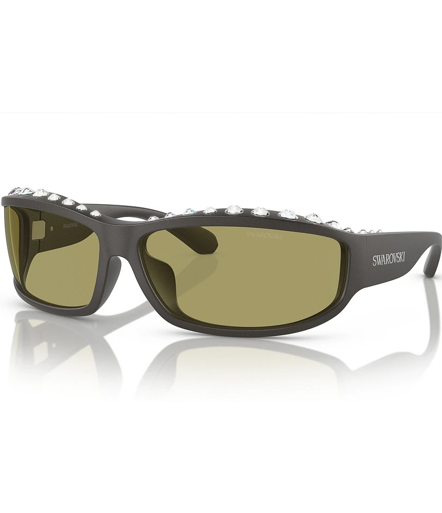 Swarovski Women's SK6009 73mm Rectangle Jeweled Statement Sunglasses