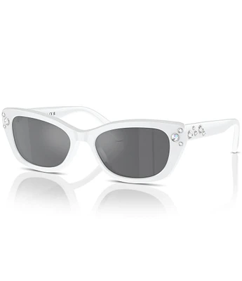 Swarovski SK6019F 54mm Mirrored Crystal Cat Eye Statement Sunglasses