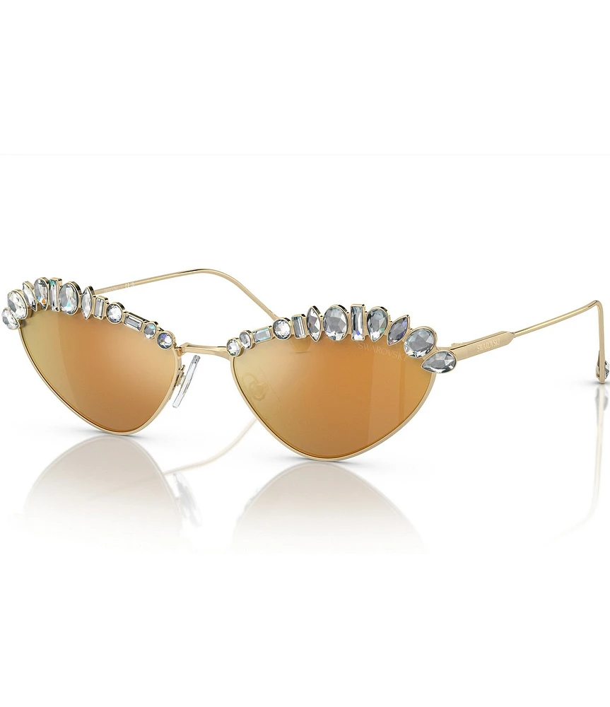 Swarovski SK7009 55mm Crystal Mirrored Statement Cat Eye Sunglasses