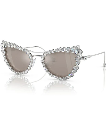 Swarovski SK7011 56mm Mirrored Crystal Cat Eye Statement Sunglasses