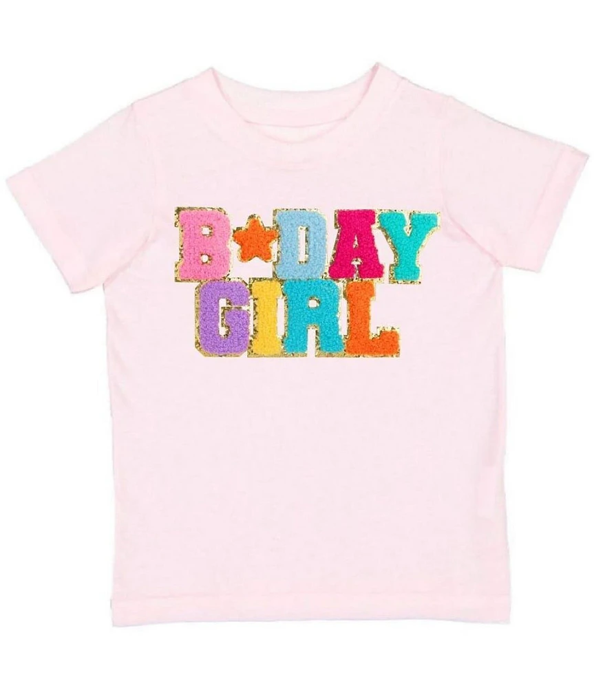 Sweet Wink Little/Big Girls Short Sleeve Birthday Girl Patch T-Shirt