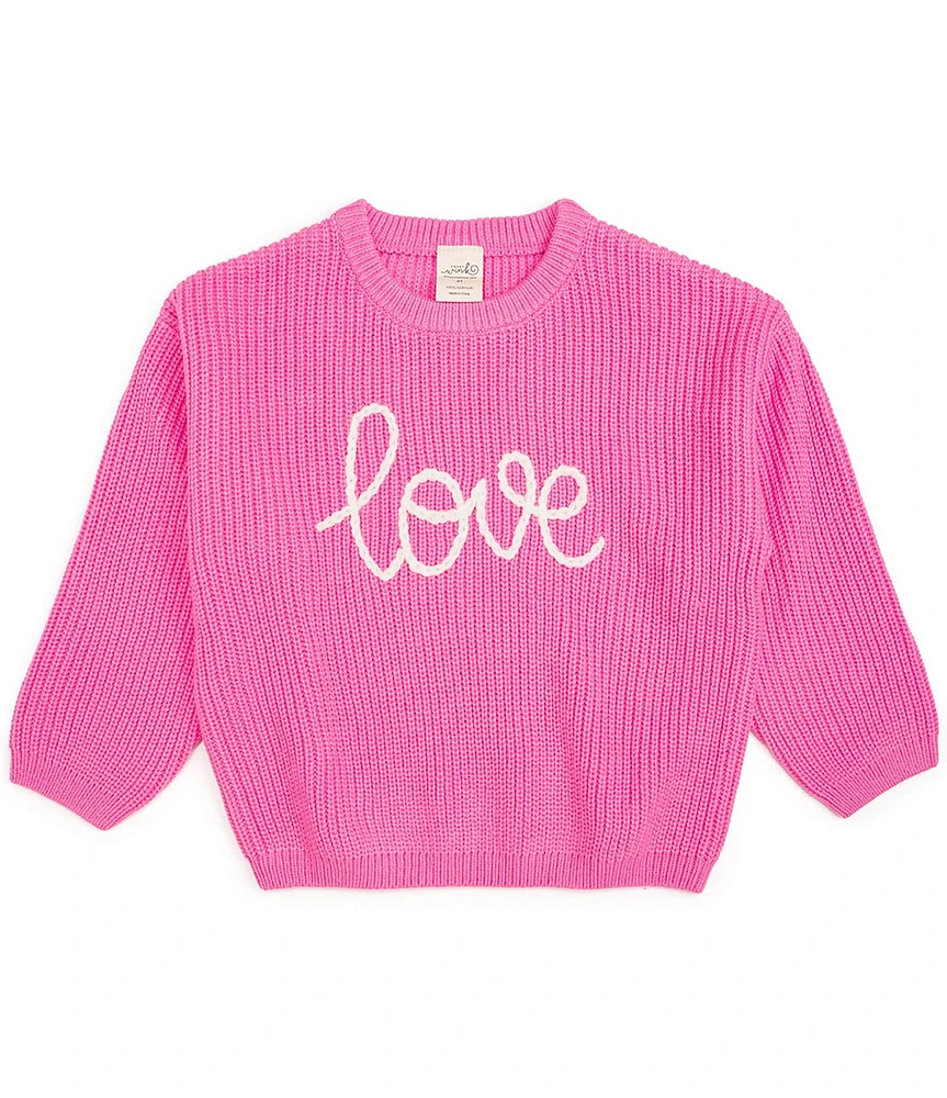 Sweet Wink Little/Big Girls Long Sleeve Love Oversized Yarn-Knit Sweater