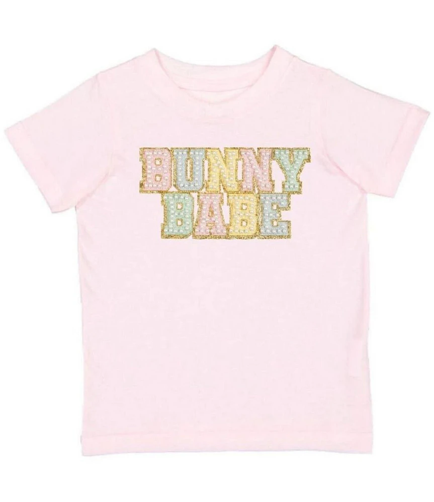 Sweet Wink Little/Big Girls Short Sleeve Easter Bunny Babe Patch Easter T-Shirt
