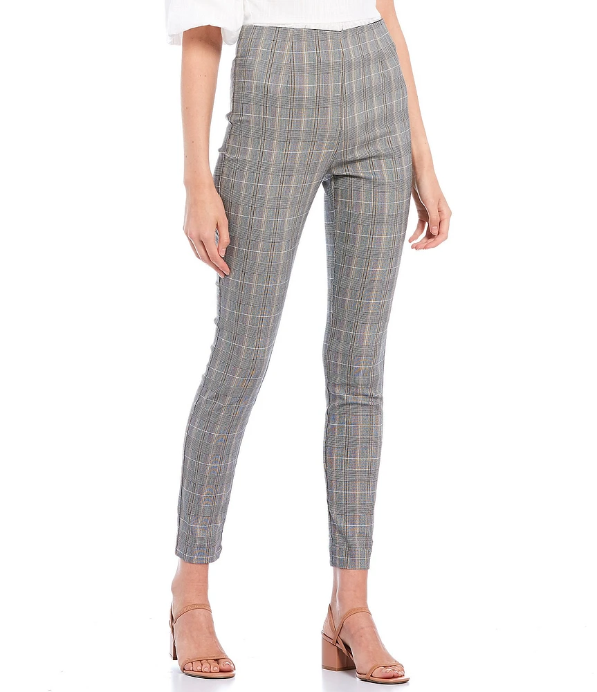 Takara High Rise Millennium Plaid Pull-On Skinny Pants