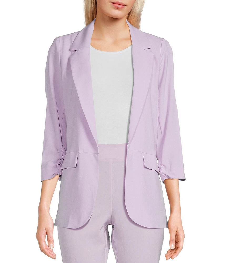 Takara Coordinating Ruched Sleeve Notched Collar Blazer