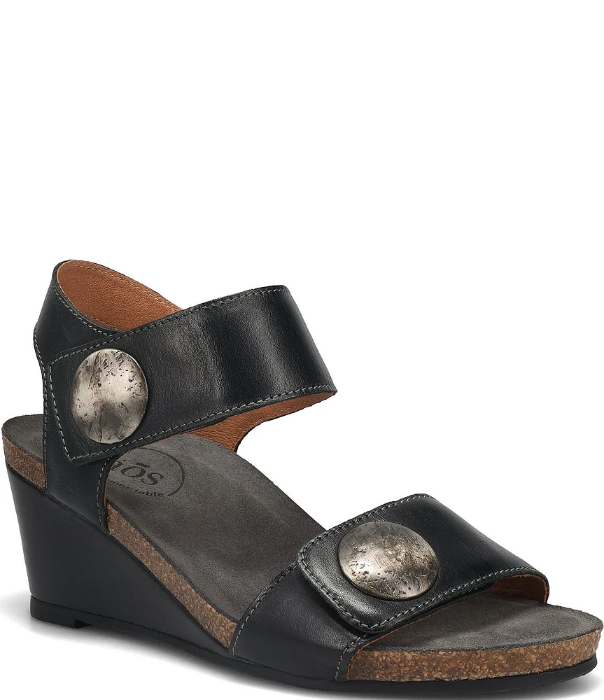 Taos Footwear Carousel 3 Leather Ornamented Wedge Sandals
