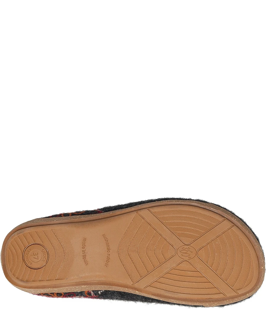 Taos Footwear Woolflower Floral Embroidered Wool Clogs