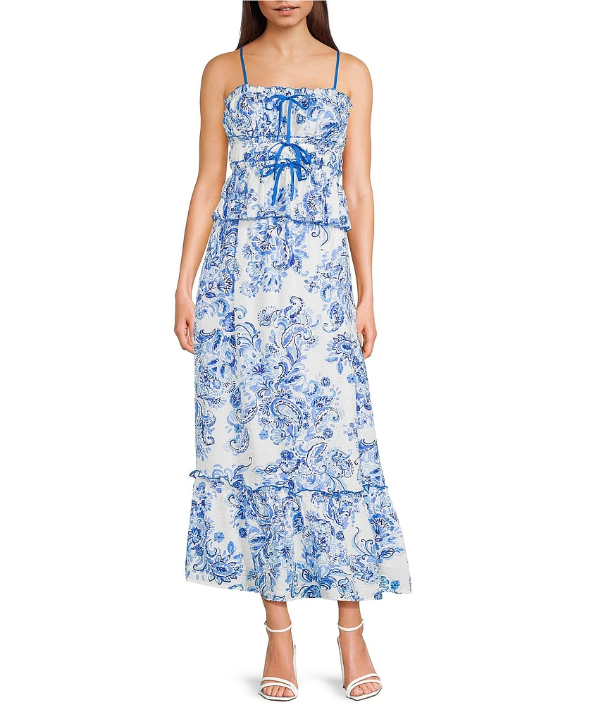 TCEC Sleeveless Paisley Print Tank Top & Matching Maxi Skirt Set