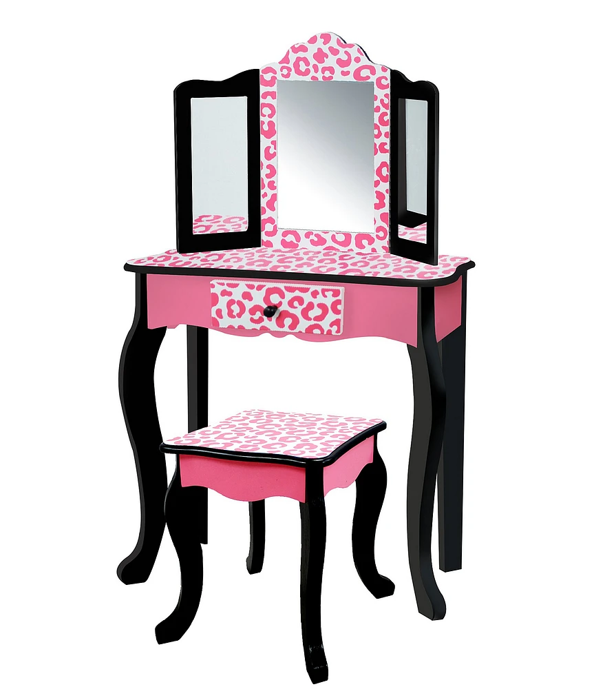Teamson Kids Leopard Print Gisele Play Vanity & Stool Set
