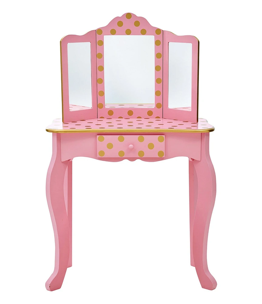 Teamson Kids Polka Dot Print Gisele Play Vanity & Stool Set