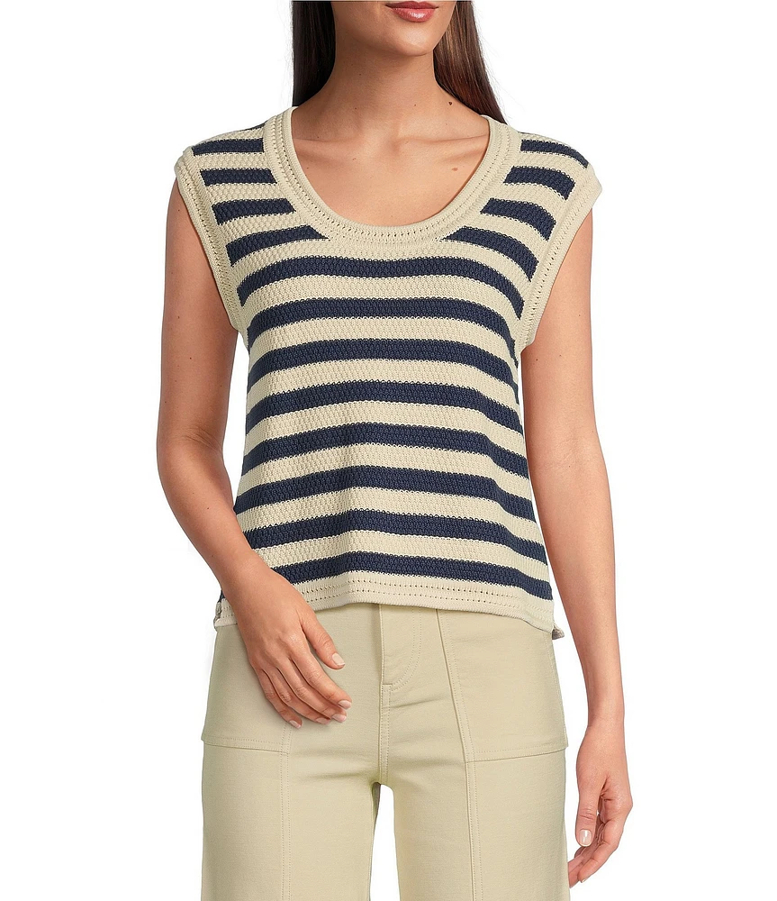 The Normal Brand Wanderlust Stripe Print V-Neck Sleeveless Sweater Knit Tank