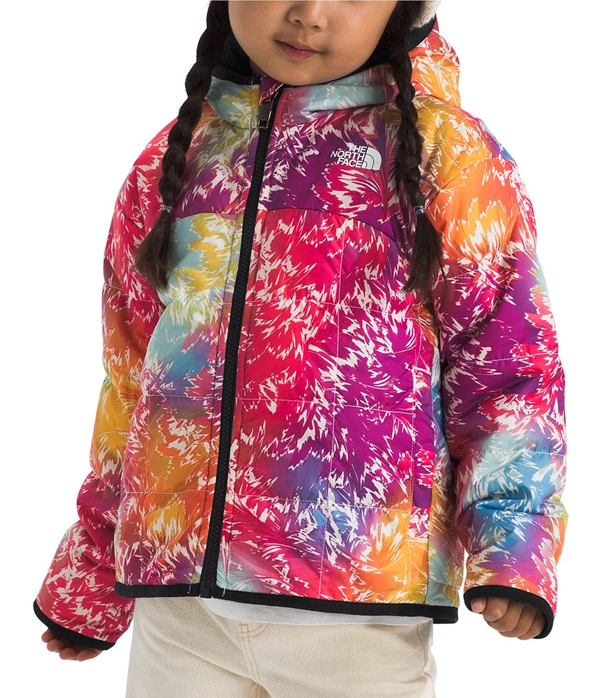 The North Face Little Girls Pink Multi Reversible Shasta Full-Zip Hooded Ski Jacket