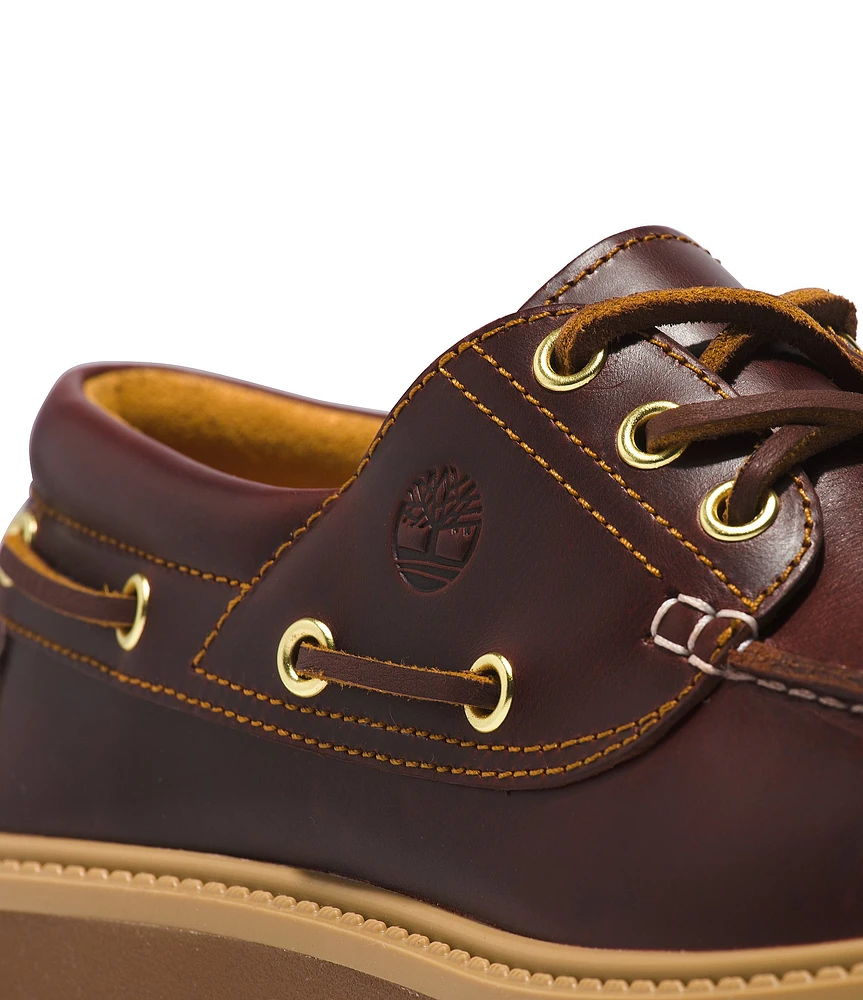 Timberland Women's Stone Street 3 Eye Leather Premium Platform Lug Sole Boat Shoes