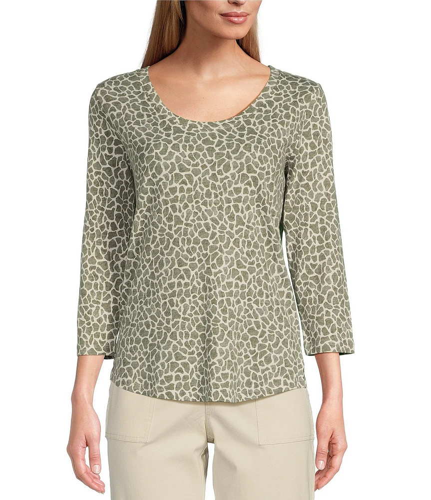 Tommy Bahama Ashby Safari Spot Scoop Neck 3/4 Sleeve Tee Shirt