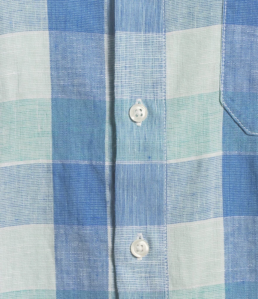 Tommy Bahama Barbados Breeze Beach Day Checked Long Sleeve Linen Blend Shirt