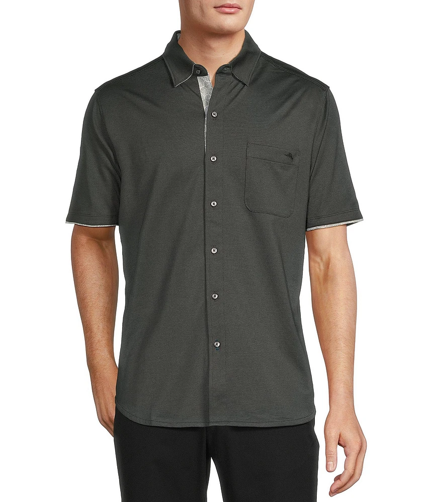 Tommy Bahama Big & Tall San Lucio Tri Leaf Geo Happy Hour Short Sleeve Woven Shirt