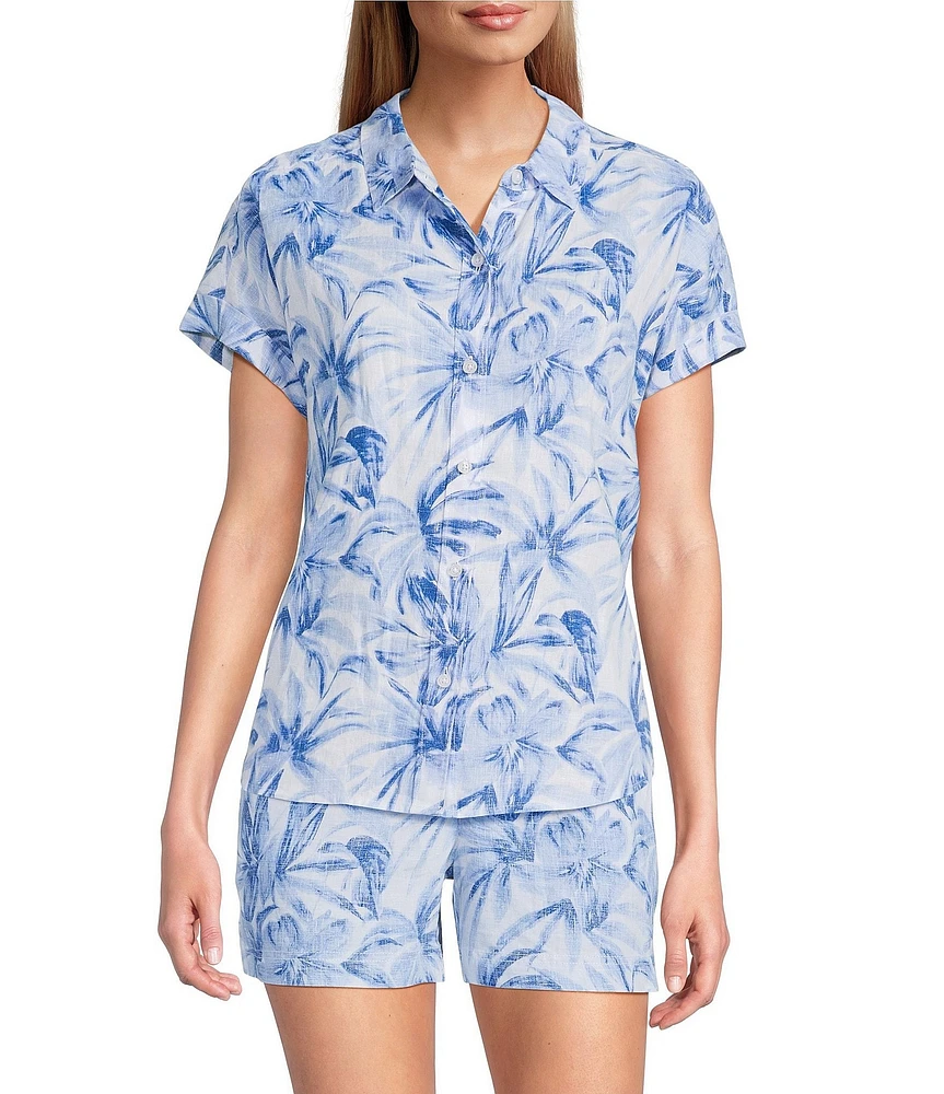Tommy Bahama Bravo Blooms Linen Short Sleeve Button Front Camp Coordinating Shirt