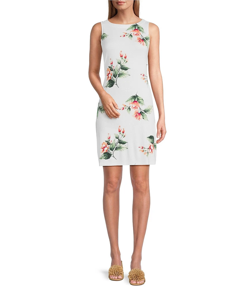 Tommy Bahama Darcy Florentina Drapey Ponte Jersey Round Neck Sleeveless Sheath Dress