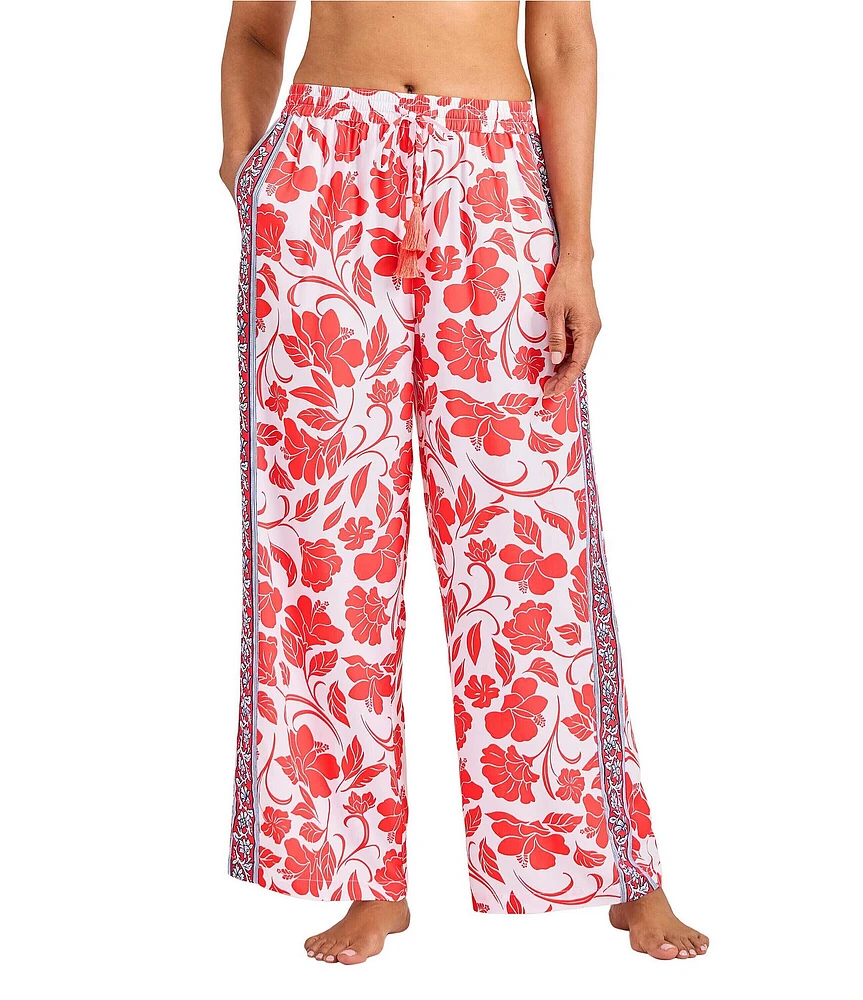 Tommy Bahama Island Cays Fiori Border Floral Pull-On Pants Swim Cover-Up