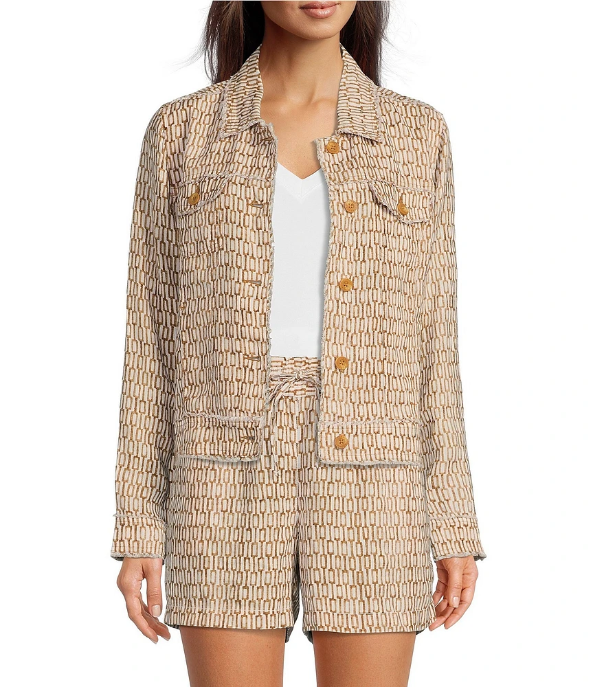 Tommy Bahama Island Key Linen Plain Weave Point Collar Button Front Jacket