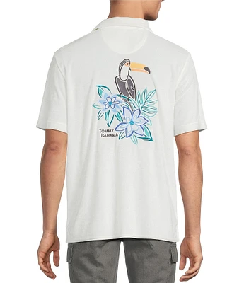Tommy Bahama Poolside Toucan Terry Short Sleeve Woven Camp Shirt