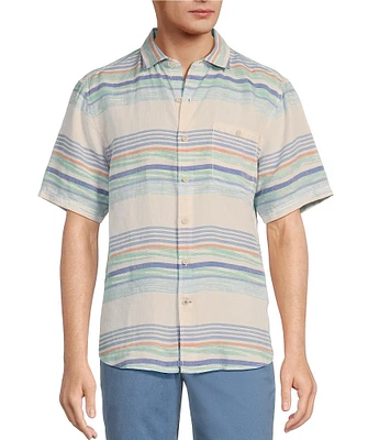 Tommy Bahama Sand Horizon View Linen Blend Short Sleeve Woven Shirt