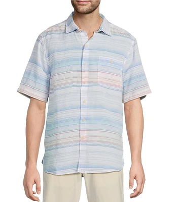 Tommy Bahama Sand Linen Sicily Stripe Short Sleeve Woven Shirt