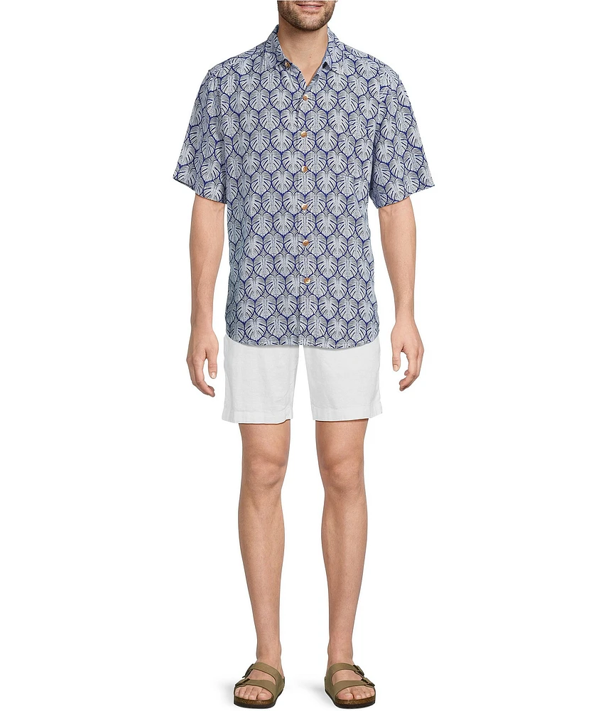 Tommy Bahama Veracrus Cay Monstera Tiles Short Sleeve Woven Shirt