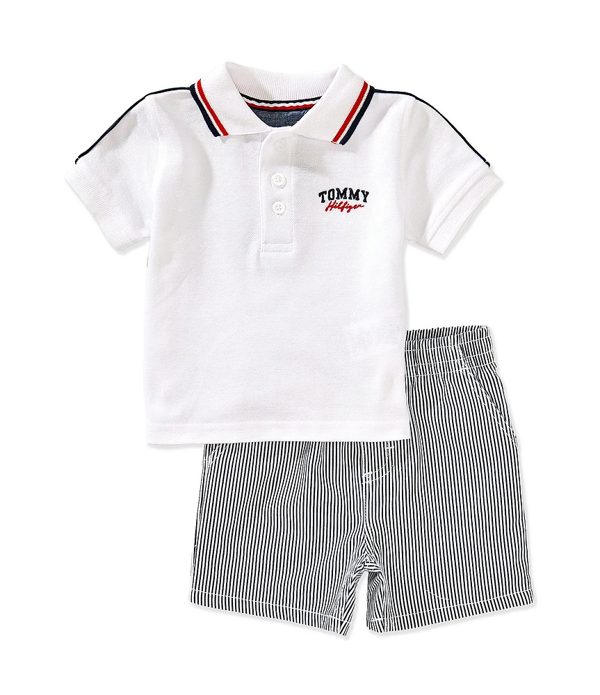 Tommy Hilfiger Baby Boys Short-Sleeve Polo Shirt & Striped Shorts Set