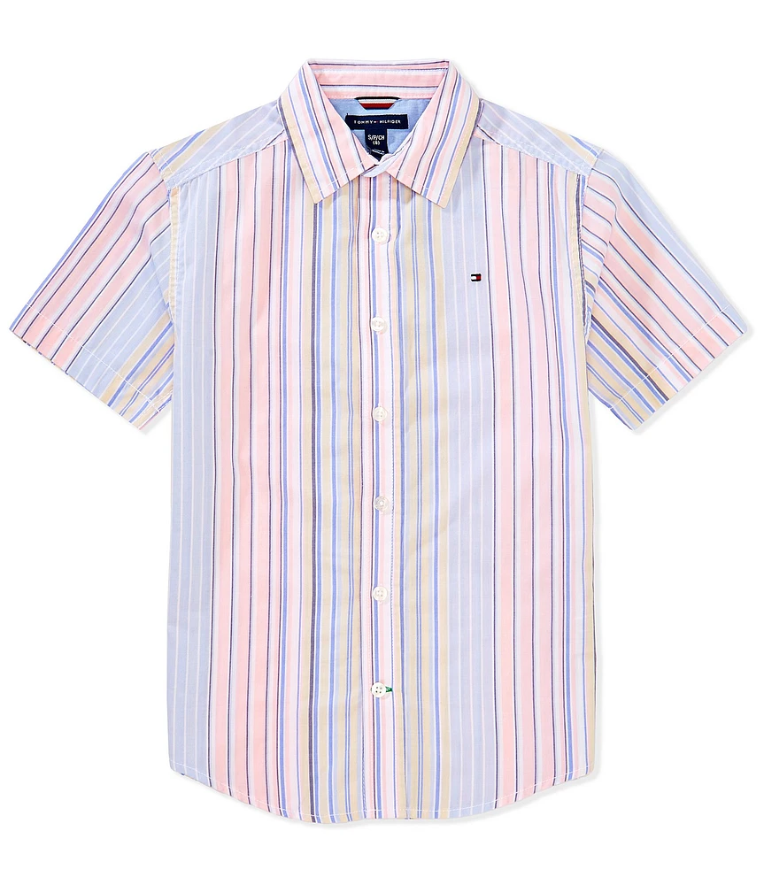 Tommy Hilfiger Big Boys 8-20 Short Sleeve Variegated Stripe Shirt