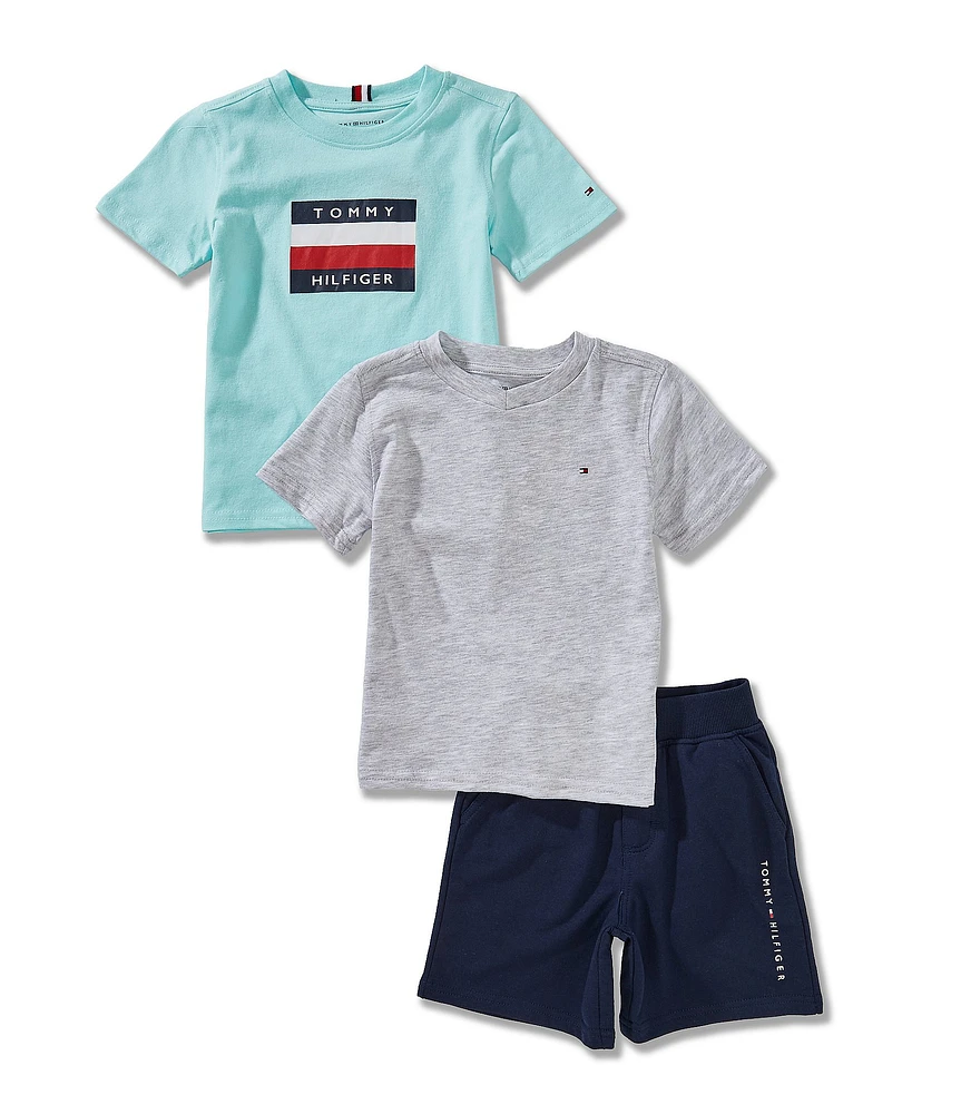 Tommy Hilfiger Little Boys Short Sleeve Graphic T-Shirt & Solid T-Shirt & Solid Shorts 3-Piece Set