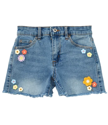 Tractr Big Girls Crochet Flower Denim Shorts