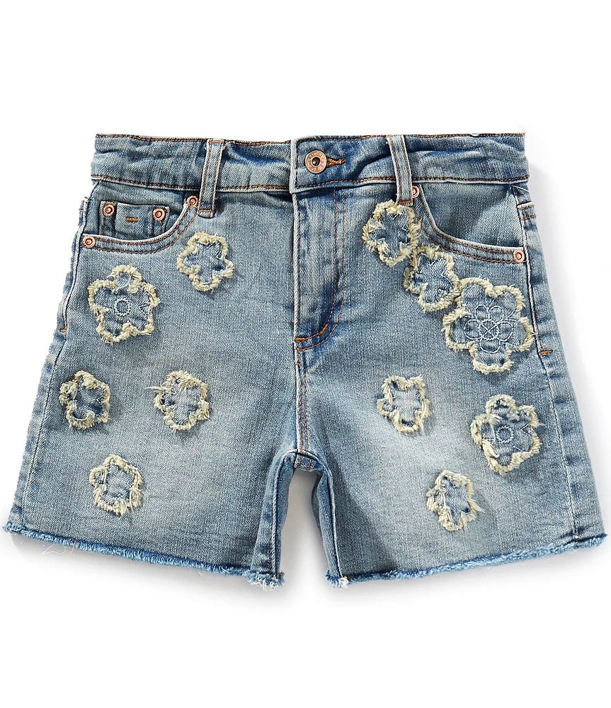 Tractr Big Girls Frayed Flower Shorts