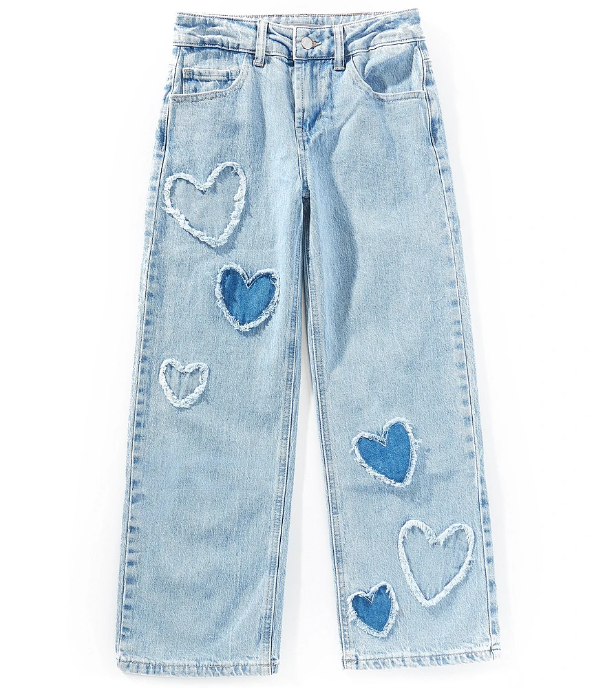 Tractr Big Girls Happy Heart Patch Jeans