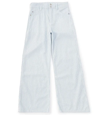 Tractr Big Girls Pinstripe Relaxed Fit Wide-Leg Jeans