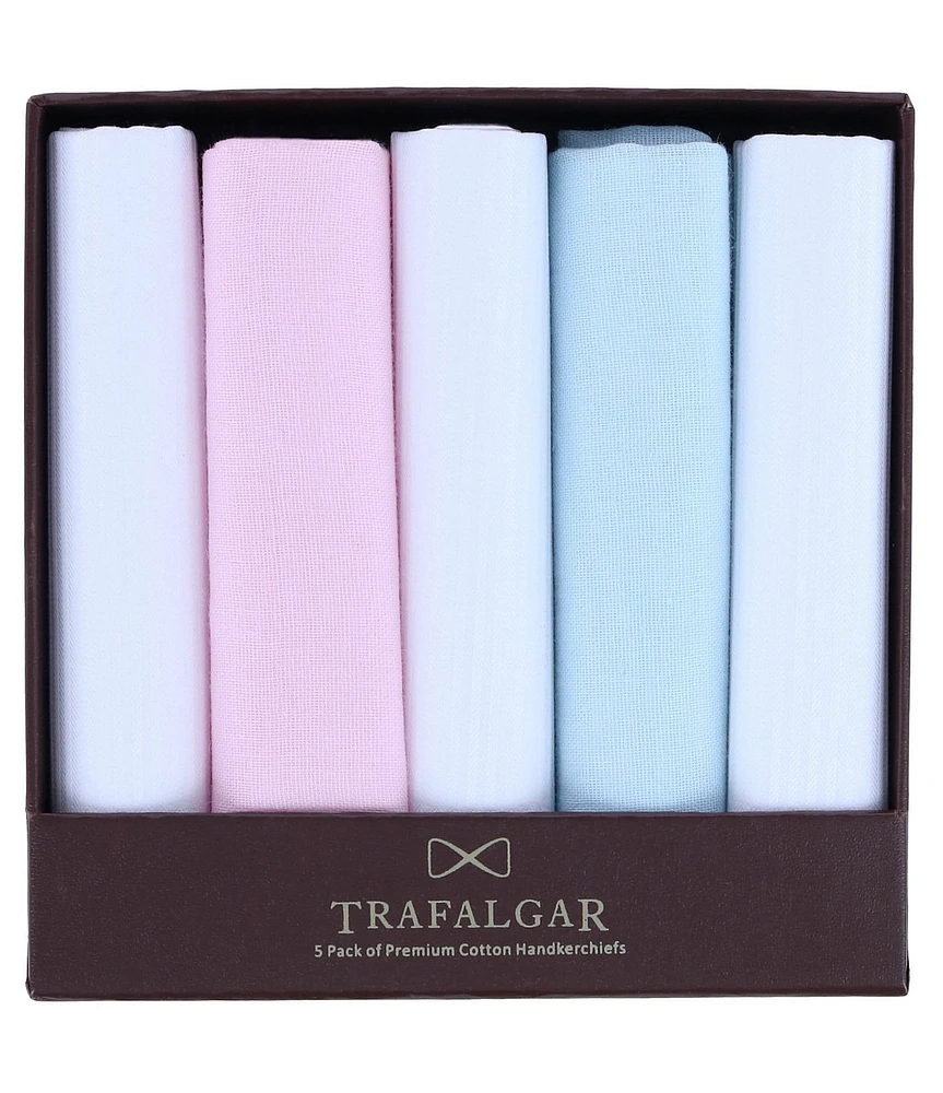 Trafalgar Dapper Premium Cotton Rolled Handkerchiefs 5-Pack