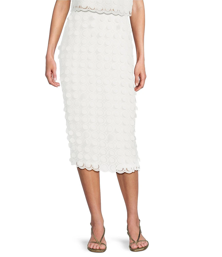 Trina Turk Dita Embroidered Dot Midi Pencil Skirt