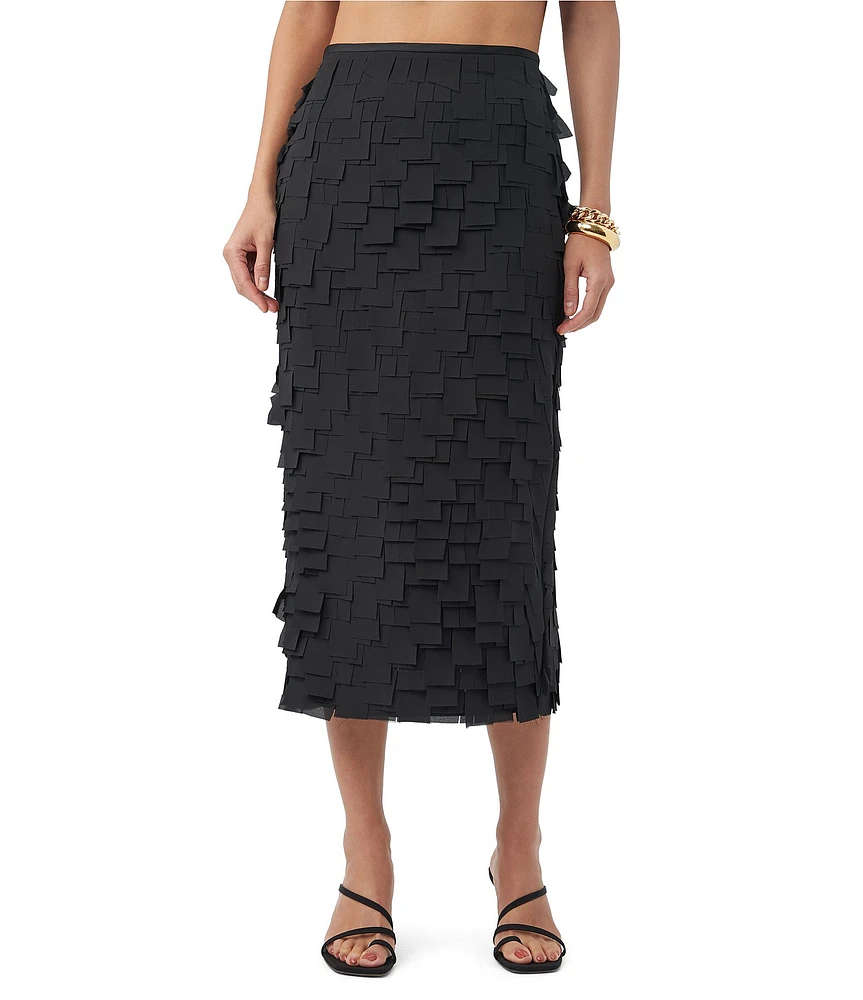 Trina Turk Dita Novelty Square Fringe Coordinating High Waist Pencil Skirt
