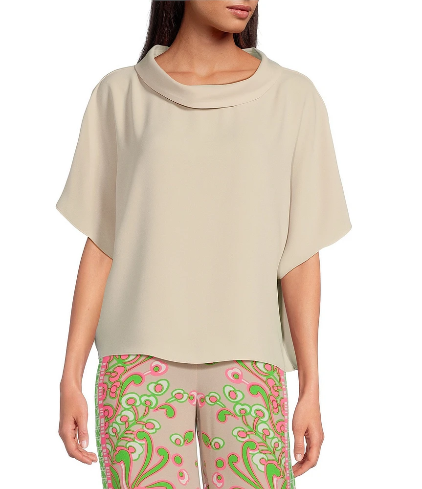 Trina Turk Honeysuckle Folded Boat Neck Short Dolman Sleeve Top