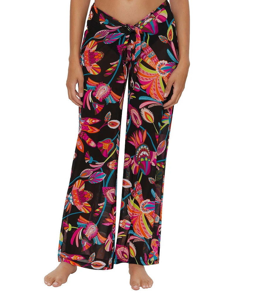 Trina Turk Luminary Printed Front Tie V-Waist Swim Cover-Up Pants