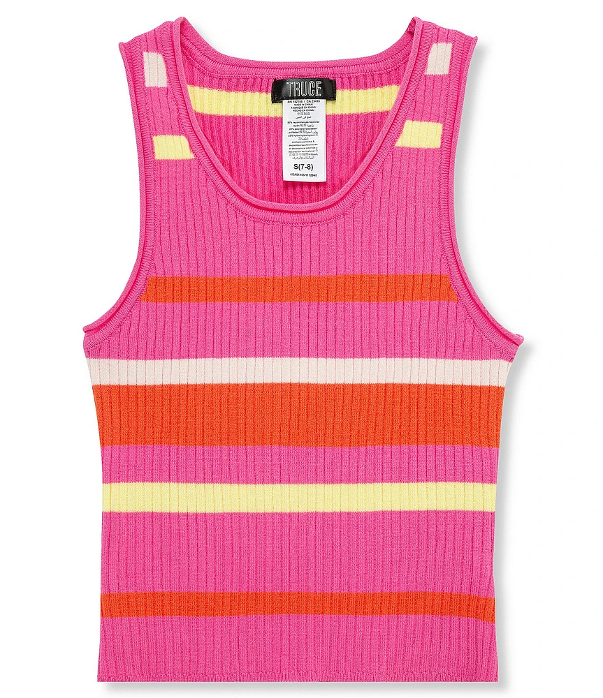 Truce Big Girls Sleeveless Striped Rib-Knit Tank Top