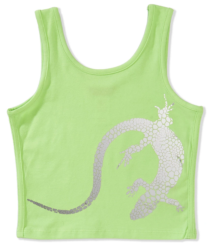 Truce Big Girls Sleeveless Wrap Around Reptile Screen Print Tank Top