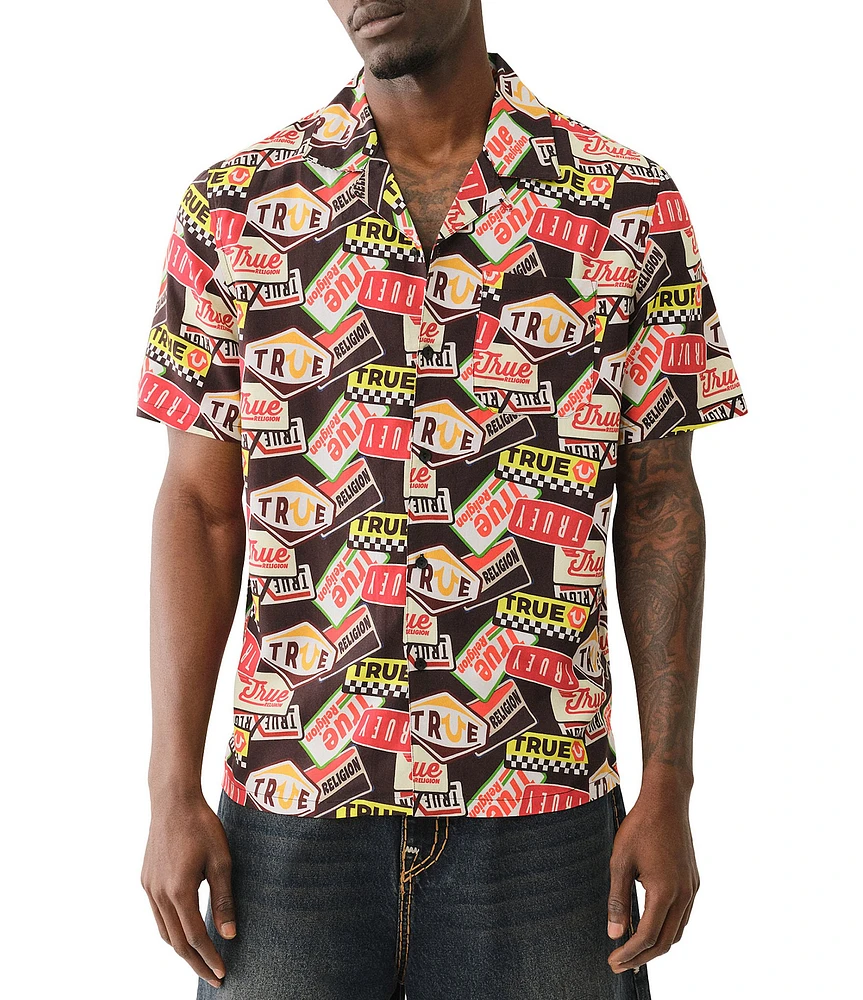 True Religion Camp All Over Print Short Sleeve Shirt